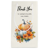 花と葉が咲く秋のカボチャ スモールペーパーバッグ (正面)