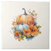 花と葉が咲く秋のカボチャ タイル (正面)