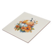 花と葉が咲く秋のカボチャ タイル (側面)