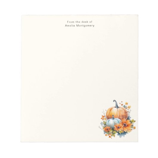 花と葉が咲く秋のカボチャ ノートパッド (正面)