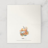 花と葉が咲く秋のカボチャ プレイスカード (外部開封)