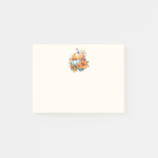 花と葉が咲く秋のカボチャ ポストイット (正面)