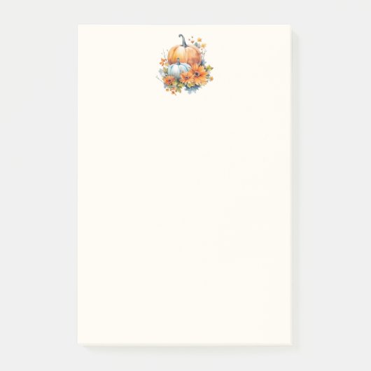 花と葉が咲く秋のカボチャ ポストイット (正面)