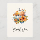 花と葉が咲く秋のカボチャ ポストカード (正面)