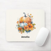 花と葉が咲く秋のカボチャ マウスパッド (マウス)