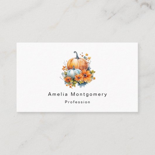 花と葉が咲く秋のカボチャ 名刺 (正面)