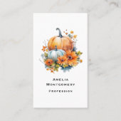 花と葉が咲く秋のカボチャ 名刺 (正面)