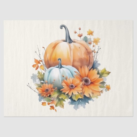 花と葉が咲く秋のカボチャ 薄葉紙 (正面)