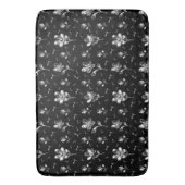 花と葉と黒と銀のフローラ バスマット (正面縦)