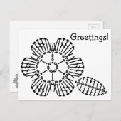 花と葉のかぎ棒グラフのパターン ポストカード (正面/裏面)