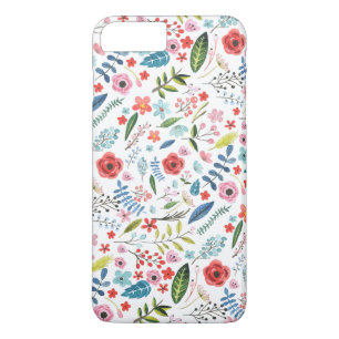 花と葉のカラフル水彩模様 iPhone 8 PLUS/7 PLUSケース
