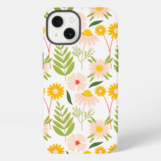 花と葉のガーデンパターン iPhoneケース (裏面)