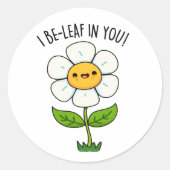 花と葉のパンおもしろいに咲く ラウンドシール (正面)