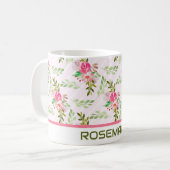 花と葉のパーソナライズされたコーヒーマグ コーヒーマグカップ (正面左)