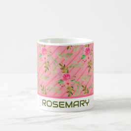 花と葉のパーソナライズされたコーヒーマグ コーヒーマグカップ