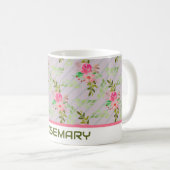 花と葉のパーソナライズされたコーヒーマグ コーヒーマグカップ (正面右)