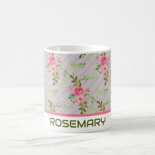 花と葉のパーソナライズされたコーヒーマグ コーヒーマグカップ (中央)