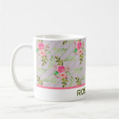 花と葉のパーソナライズされたコーヒーマグ コーヒーマグカップ (左)