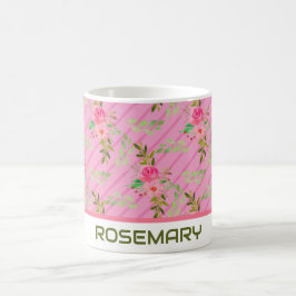 花と葉のパーソナライズされたコーヒーマグ コーヒーマグカップ