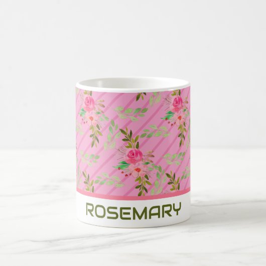花と葉のパーソナライズされたコーヒーマグ コーヒーマグカップ (中央)