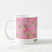 花と葉のパーソナライズされたコーヒーマグ コーヒーマグカップ (左)