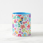 花と葉のプリントモダンコーヒーマグ マグカップ (中央)