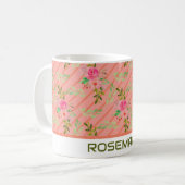 花と葉の名入れマグカップ コーヒーマグカップ (正面左)