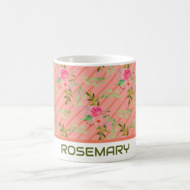 花と葉の名入れマグカップ コーヒーマグカップ