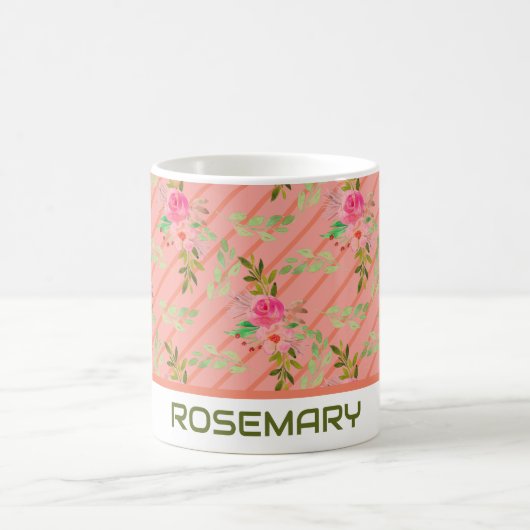 花と葉の名入れマグカップ コーヒーマグカップ (中央)
