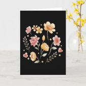 花と葉の水彩画 カード (黄色い花)