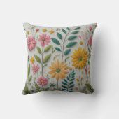花と葉エレガンス：緑、ピンク、黄色 クッション (裏面)