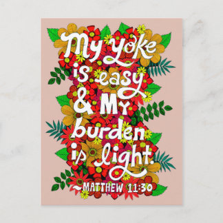 花と葉タイポグラフィバイブル詩 ポストカード