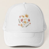 花と葉水色 キャップ (正面)