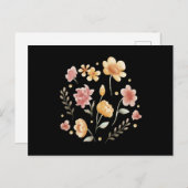 花と葉水色 ポストカード (正面/裏面)