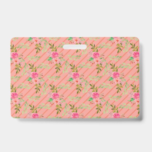 花と葉花のバッパーソナライズされたジ バッジ (正面)