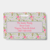 花と葉花のバッパーソナライズされたジ バッジ (裏面)