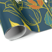 花と葉花柄 ラッピングペーパー (ロールコーナー)