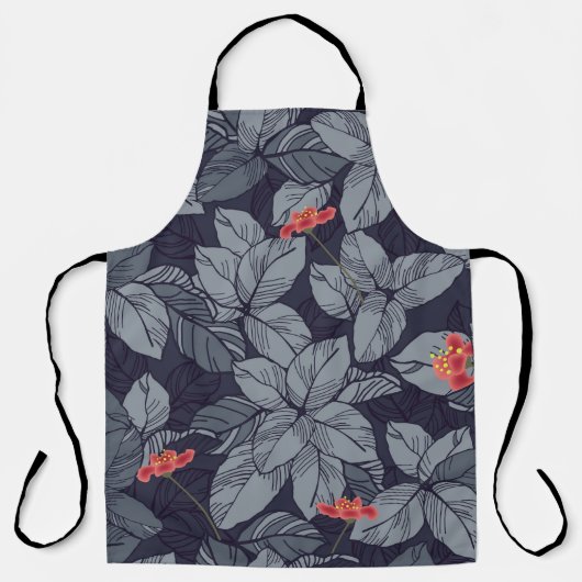 花と葉花模様，熱帯，バストル エプロン (正面)