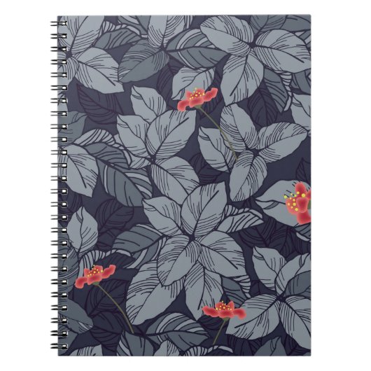 花と葉花模様，熱帯，バストル ノートブック (正面)
