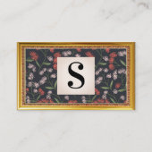 花と葉花飾 |アンティーク枠 名刺 (正面)