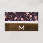 花と葉花飾 |木と大理石 名刺 (正面)