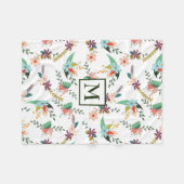 花と葉花 フリースブランケット (正面(横))