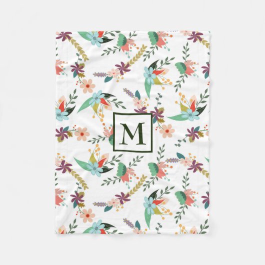 花と葉花 フリースブランケット (正面)