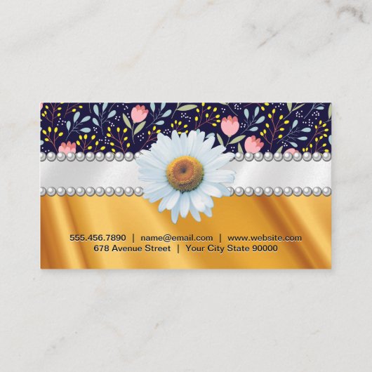 花と葉装飾柄 名刺 (裏面)