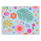 花と葉03青とピンク テーブルクロス (正面(横))