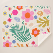 花と葉04カラフルフローラ シェルパブランケット (正面(横))