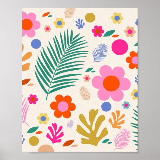花と葉04カラフルフローラ ポスター (正面)