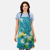 花と葉、日本のデザイン エプロン (着用した状態)