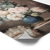 花と葡萄の花瓶を飾る石棚 ポスター (角)