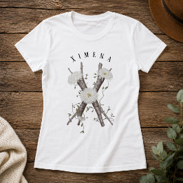 花と蔦のナチュラルモノグラム「X」Tシャツ Tシャツ